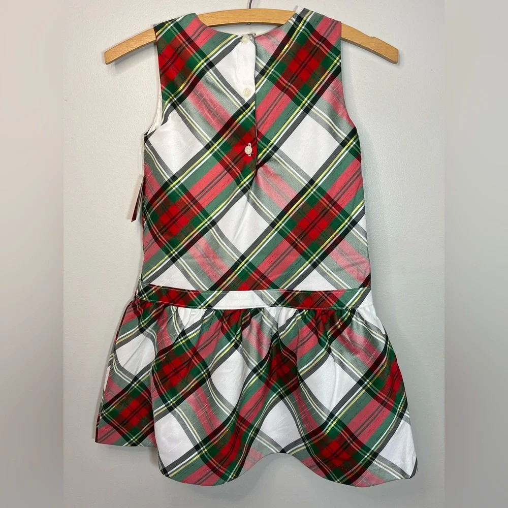 NWT Gymboree Red Green Gold Plaid Christmas Holiday Dress with Bow Girls 7